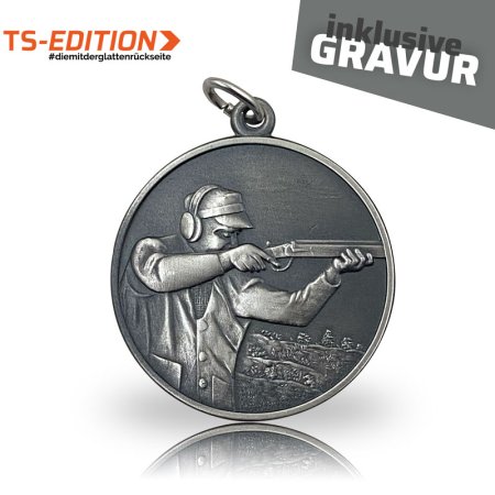 Jagdmedaille TS-EDITION Motiv FLINTENSCHÜTZE altsilberfarbig