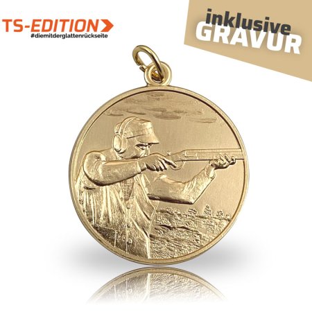 Jagdmedaille TS-EDITION Motiv FLINTENSCHÜTZE goldfarben