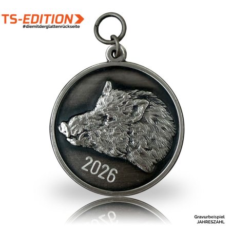 Jagdmedaille TS-EDITION Motiv SCHWARZWILD altsilber