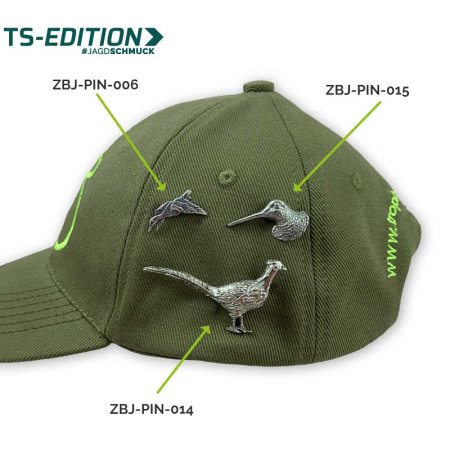 Pins/Anstecker Ente, Schnepfe und Fasan am Cap