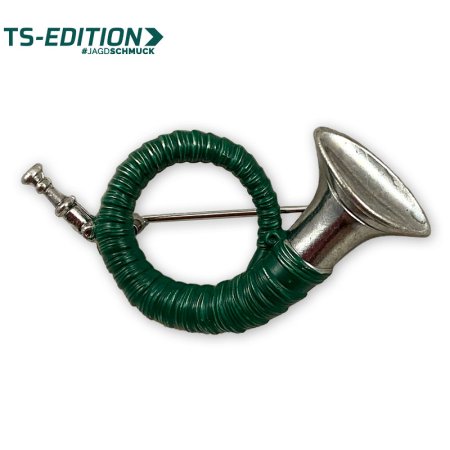 Anstecker JAGDHORN in silber/grün