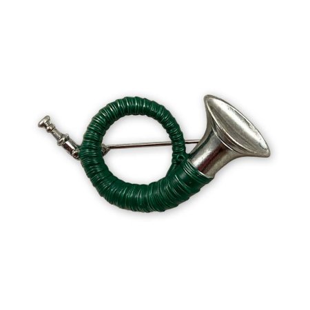 Anstecker KLEINES JAGDHORN in silber/grün