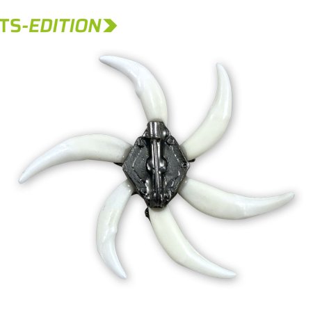 Fuchsrad EDELWEISS – Rückseite mit Sicherheitsnadel