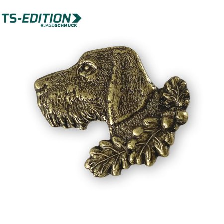 Pin/Anstecker – Motiv DRAHTHAARKOPF in bronze