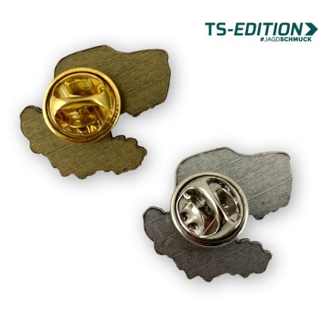 Rückansicht Pin/Anstecker – Motiv DRAHTHAARKOPF mit Butterfly-Verschluss