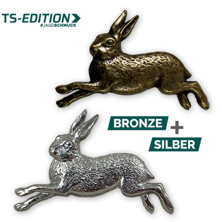 Pin/Anstecker HASE in bronze und silber