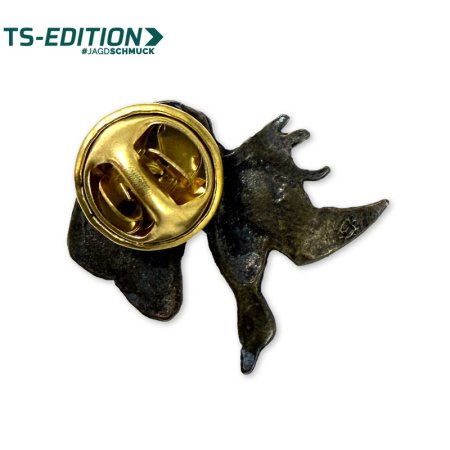 Pin/Anstecker – JAGDHUND MIT ENTE Rückseite mit Butterfly-Verschluss