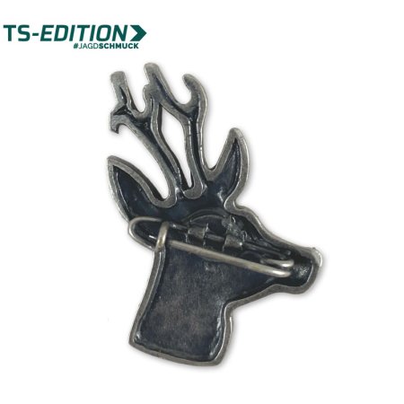 Pin/Anstecker REHBOCK – Rückseite mit Sicherheitsnadel