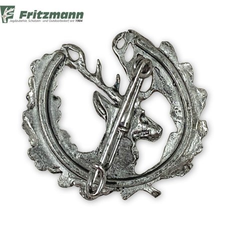 Anstecker HIRSCH mit Kranz mit Sicherheitsnadel