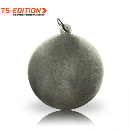 Beispiel-Rückseite Jagdmedaille mit glatter Rückseite altsilber