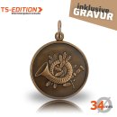 Jagdmedaille TS-EDITION Motiv Jagdhorn (34 mm) altbronzefarbig