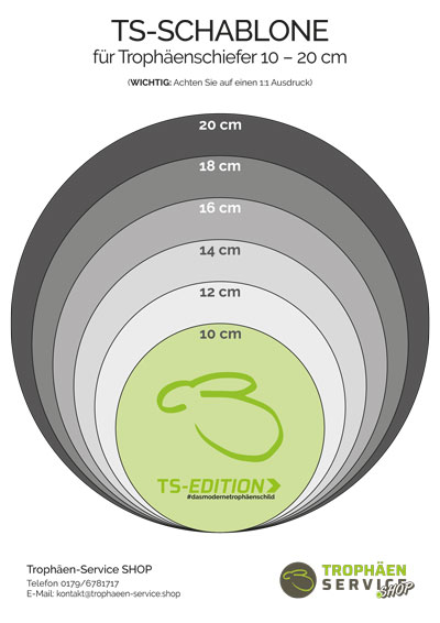 TS-Schablone für Trophäenschiefer rund 10-20 cm
